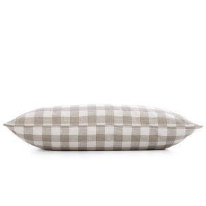 Warm Taupe Gingham Dog Bed