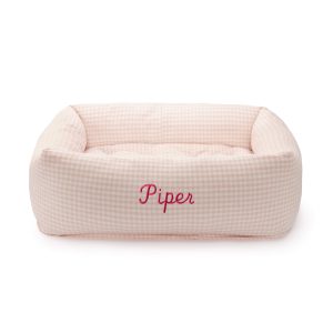 Rosy Pink Gingham Bolster Dog Bed