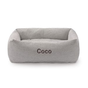 Charcoal Stripe Supportive Bolster Dog Bed