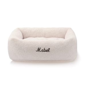 Ivory Sherpa Bolster Dog Bed