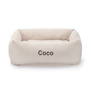 Cozy Brown Striped Bolster Dog Bed