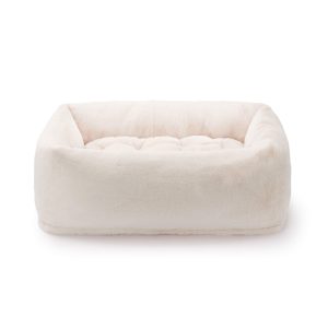 Natural Faux Fur Plush Bolster Dog Bed
