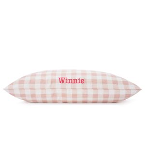 Blush Pink Gingham Dog Bed
