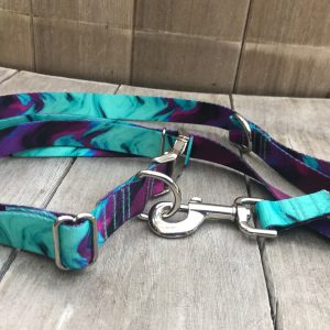1 inch wide Abstract Marble Dog Collar and Leash Set, USA Made, Metal Hardware
