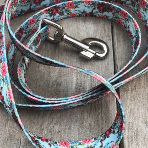 Vintage Rose Print Dog Leash, 6ft Polyester Webbing, Traffic Lead