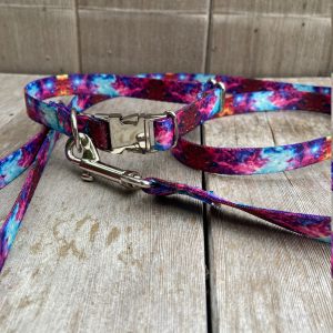 5/8 inch Slim Galaxy Dog Collar and Leash Set, Small Puppy, USA Made