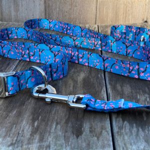 Cherry Blossom Matching Collar and Leash Set, Dog Collar and Matching Leash, Dog Collar and Leash