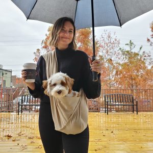 Dog Sling Carrier Oatmeal Tan Linen 100% Organic Cotton For Cats too