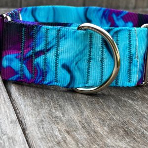 2 inch wide Martingale Dog Collar, Purple and Teal Slip On Martingale Collar, Sighthound Collar, Greyhound Collar, Whippet Martingale Collar