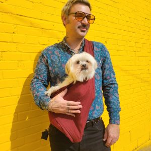 Dog Sling Carrier Merlot Linen 100% Organic Cotton For Cats too