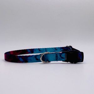 3/8?? Slim Small Colorful Purple and Teal Cat or Dog Collar with Quick Release Breakaway Buckle, Narrow Thin Vegan Collar for Small Dogs