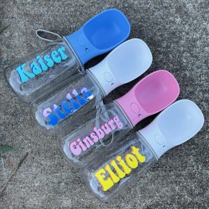 Personalized Dog Water Bottle, Portable Travel Bowl, Custom Pet Gift