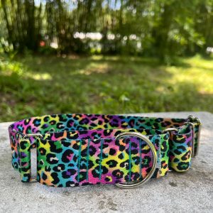 Neon Leopard Martingale Dog Collar: Escape-Proof Sighthound Whippet Greyhound Training Collar