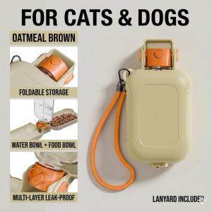 Portable Foldable Pet Water Bottle | 2-in-1 Food & Water Dispenser for Dogs Cats | Travel Outdoor Drinking Cup