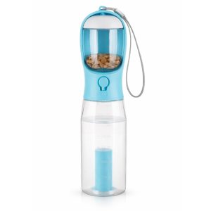 3-in-1 Portable Pet Water Bottle with Food Container for Dogs & Cats