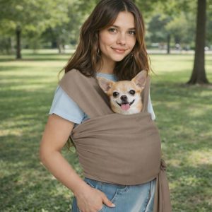 Hands Free Dog Sling Carrier, Soft Cotton Pet Wrap for Small Dogs Cats, Puppy Chest Pouch, Dog Mom Gift, Crossbody Travel Bag