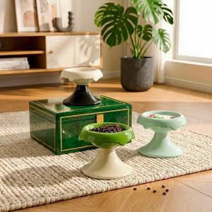 Modern Ceramic Elevated Pet Bowl, Cat Dog Food Water Dish