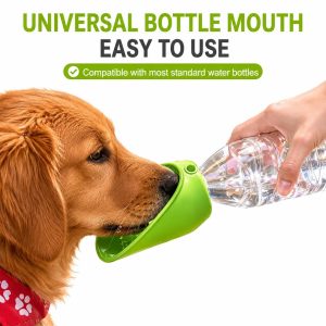 Portable Dog Water Bottle Foldable Silicone Dog Drinking Cup Universal Bottle Adapter Pet Travel Water Dispenser for Hiking Camping Walking