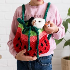 Watermelon Sling Bag for Guinea Pigs, Bonding Pouch, Handmade Travel Carrier, Accessories for Small Animals